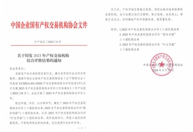 喜報！貴州陽光產(chǎn)權(quán)交易所獲評全國產(chǎn)權(quán)交易機(jī)構(gòu)綜合評價三十強(qiáng)機(jī)構(gòu)